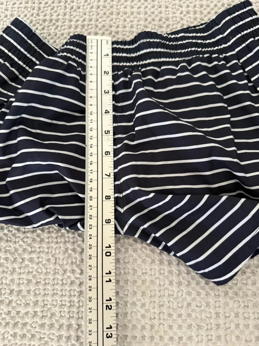 Athleta Navy and White Striped Athletic Shorts Size L